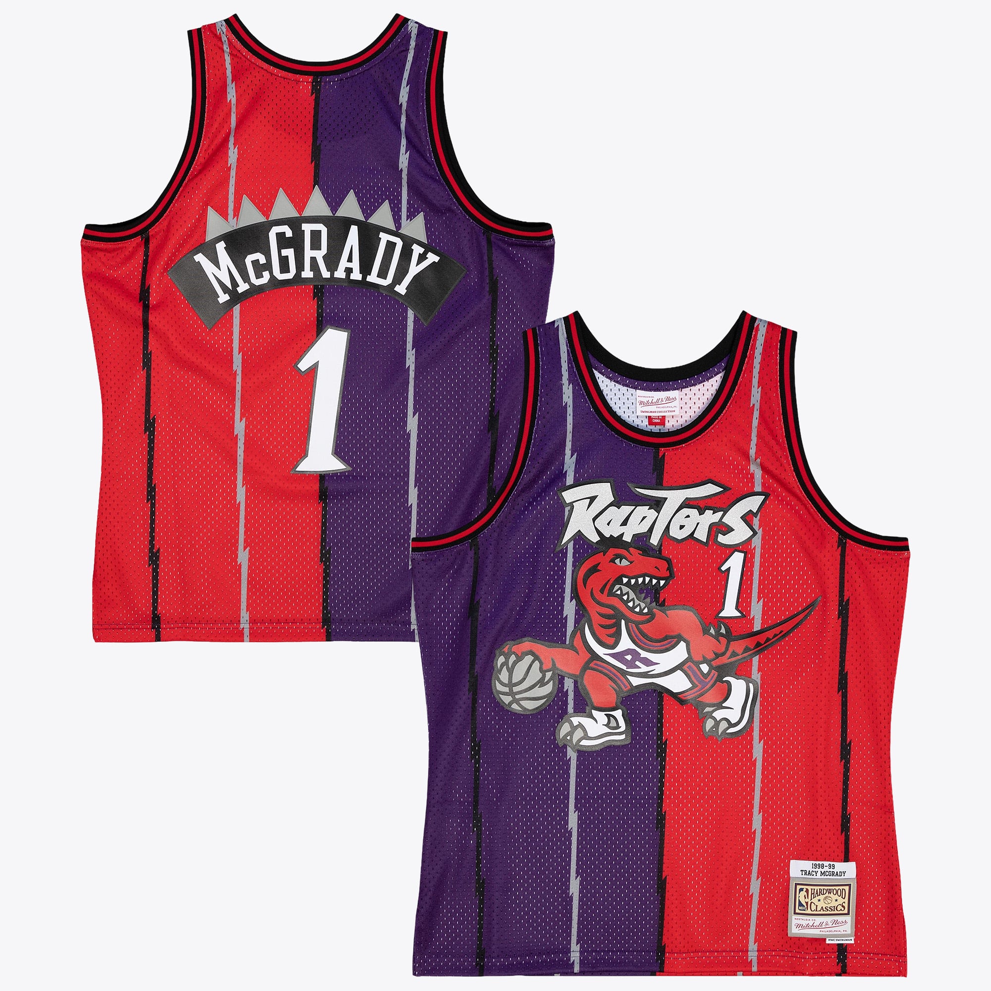 Toronto Raptors Mitchell & Ness Tracy McGrady 1998 Maillot Swingman Split – Violet/Rouge - Homme Taille: XL
