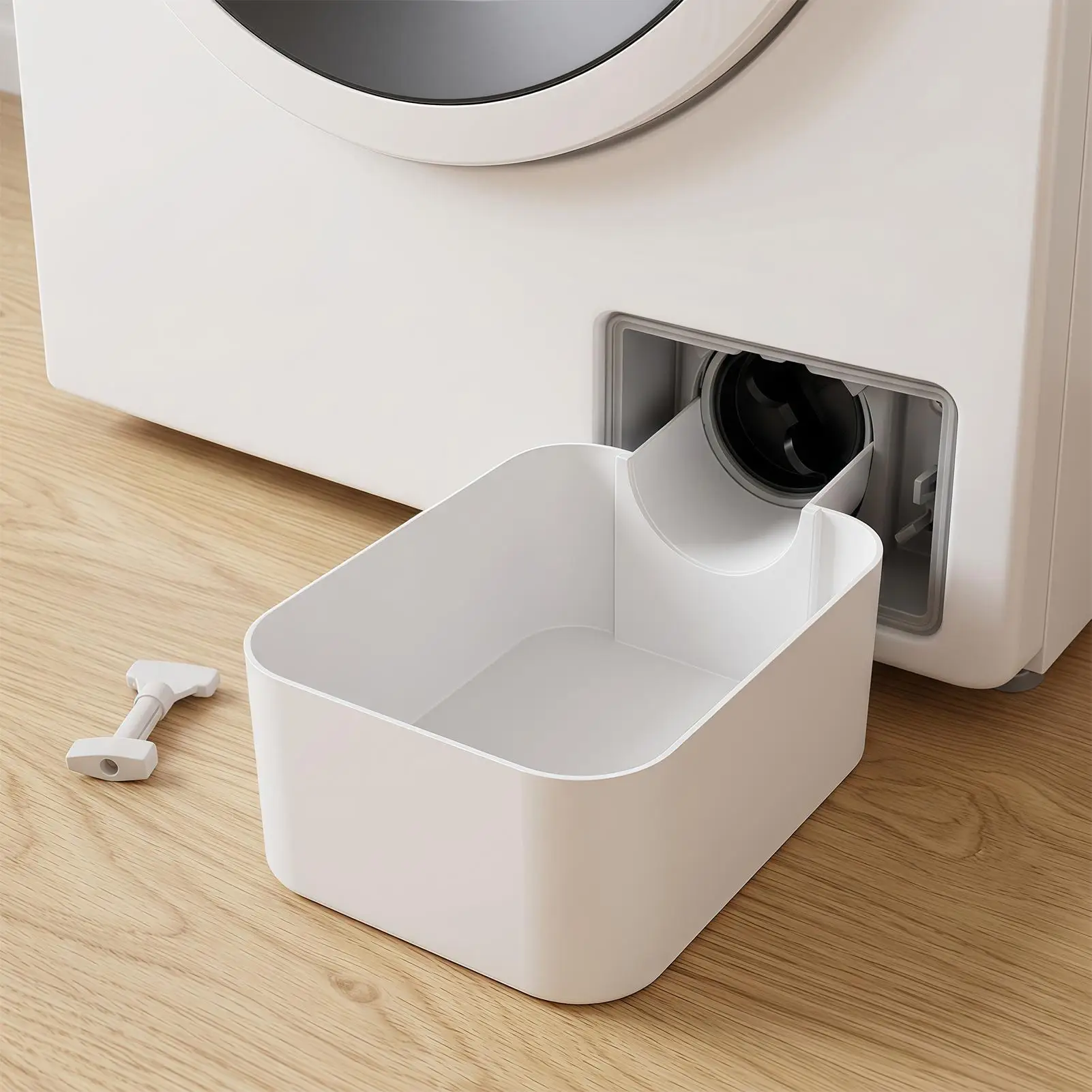 1 Stück Waschmaschinen-Abwasserschale Wasserfängerbecken Frontlader-Waschmaschinen-Pumpenfilter Abtropfschale Reinigungswerkzeug für LG Samsung