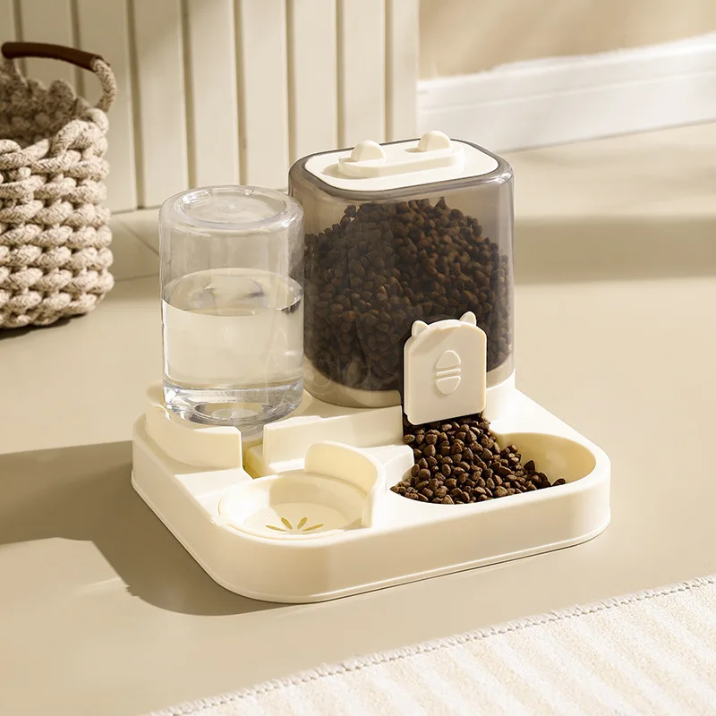 Distributeur de nourriture pour chat 2 en 1, eau et nourriture intégrés, distributeur automatique de nourriture et d'eau pour chat et chien, distributeur d'eau mignon