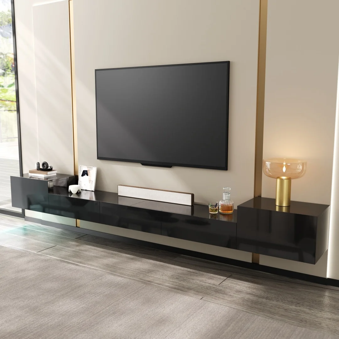 Meuble TV, panneau mural pour téléviseur, meuble TV mural avec porte, meuble TV de type fermé, meuble de rangement mural moderne pour salon