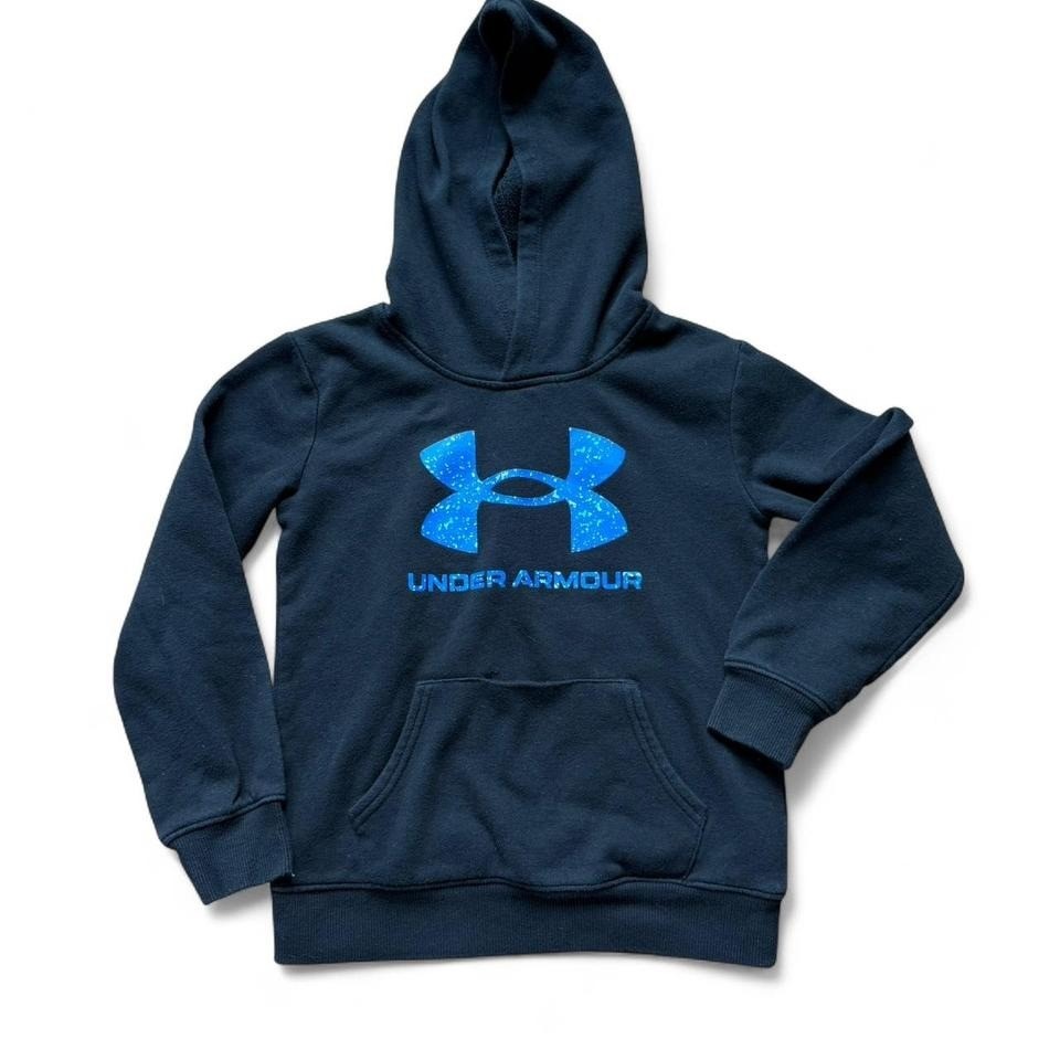 Under Armour Shirts & Tops | Kid's Under Armour Hoodie Black Kid's Hoodie With Blue Logo | Color: Black | Size: 7b