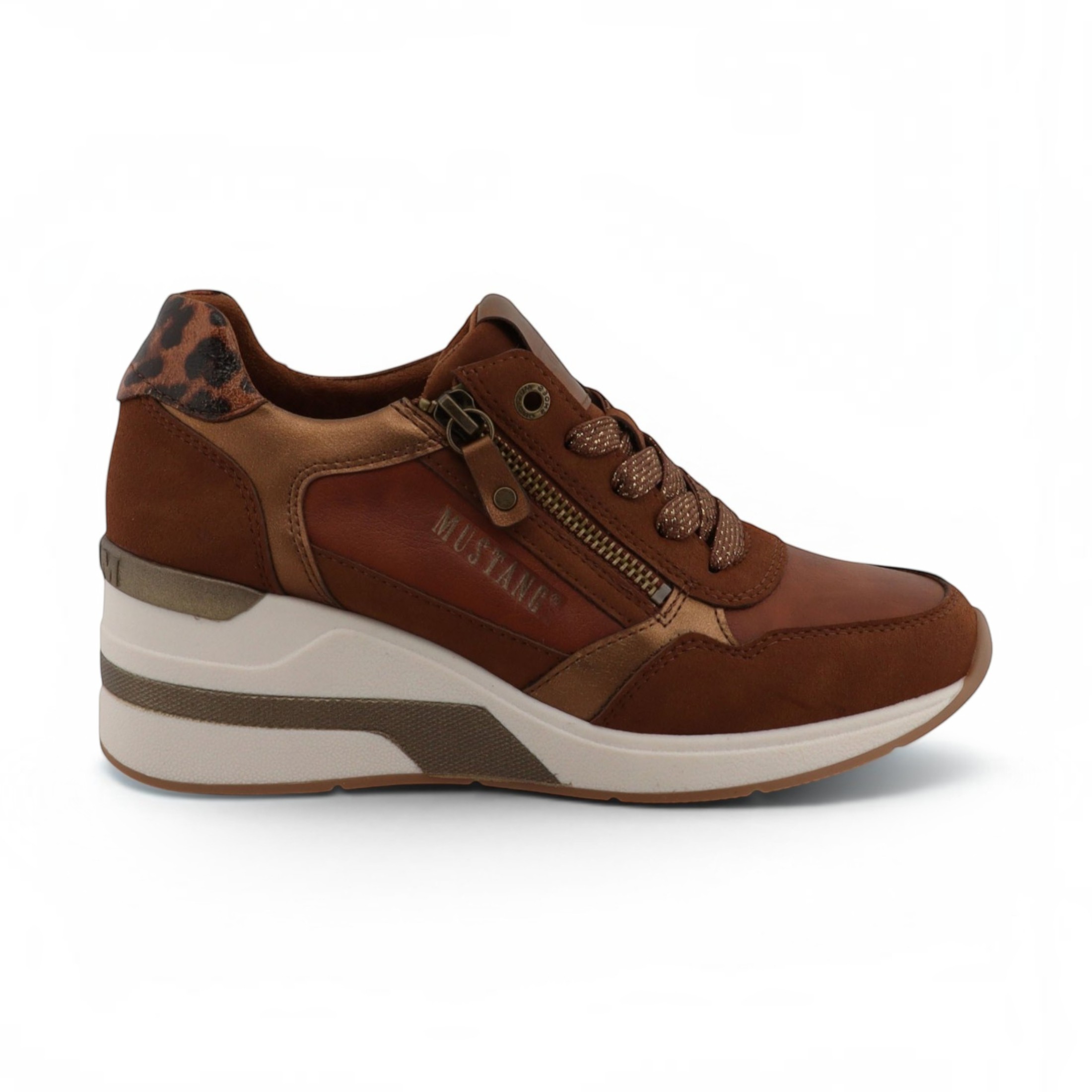 Mustang Damen Tan Cream Platform Sneaker Trainer Freizeitschuhe – M0872002