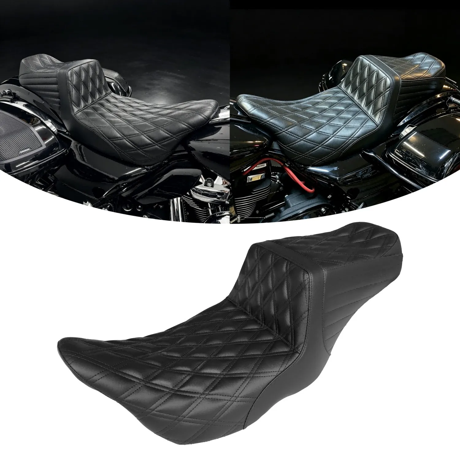 Motorrad-Zubehör Heck-Sitzerhöhung mit Gel-Komfort-Zweipersonen-Sitzkissen für Harley Touring 2008-2023