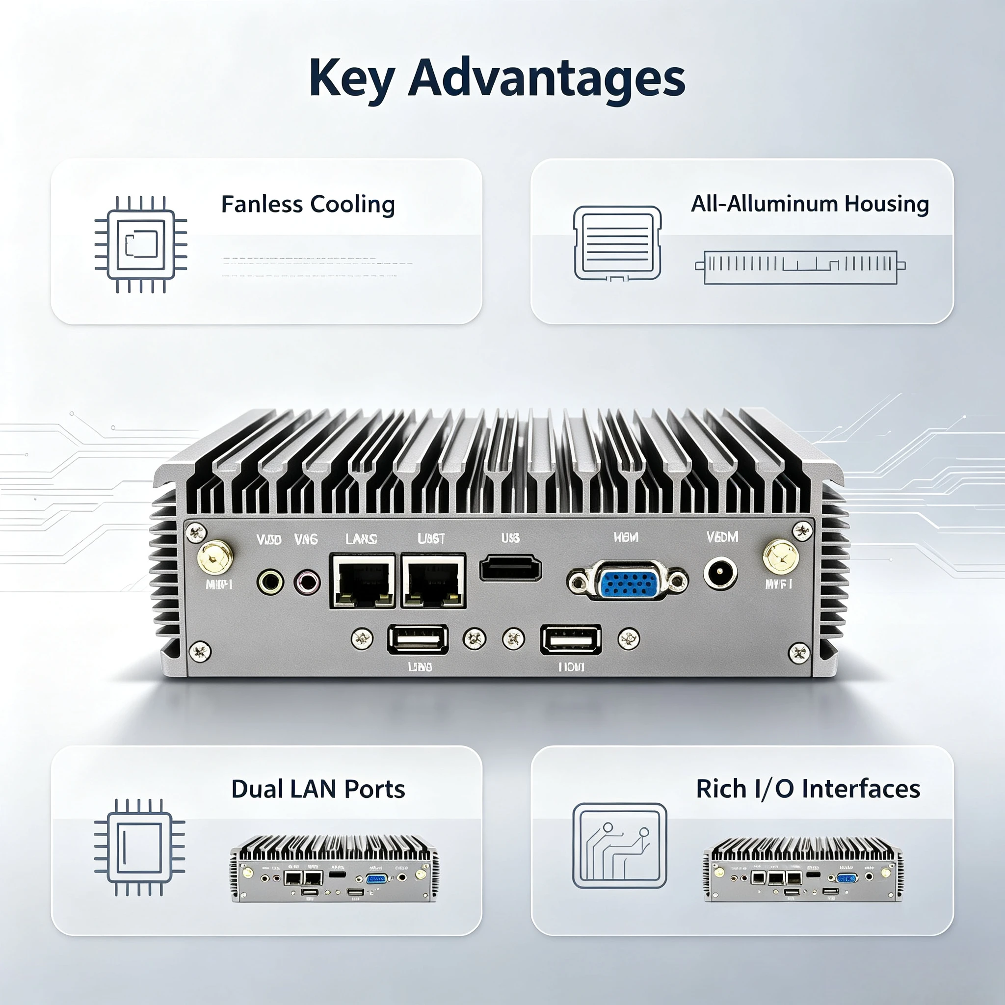Mini Embedded Industrial Control PC, i5-10210U / i7-10510U Lüfterloser Mikro-Industriecomputer, Kompakter Industrie-Host