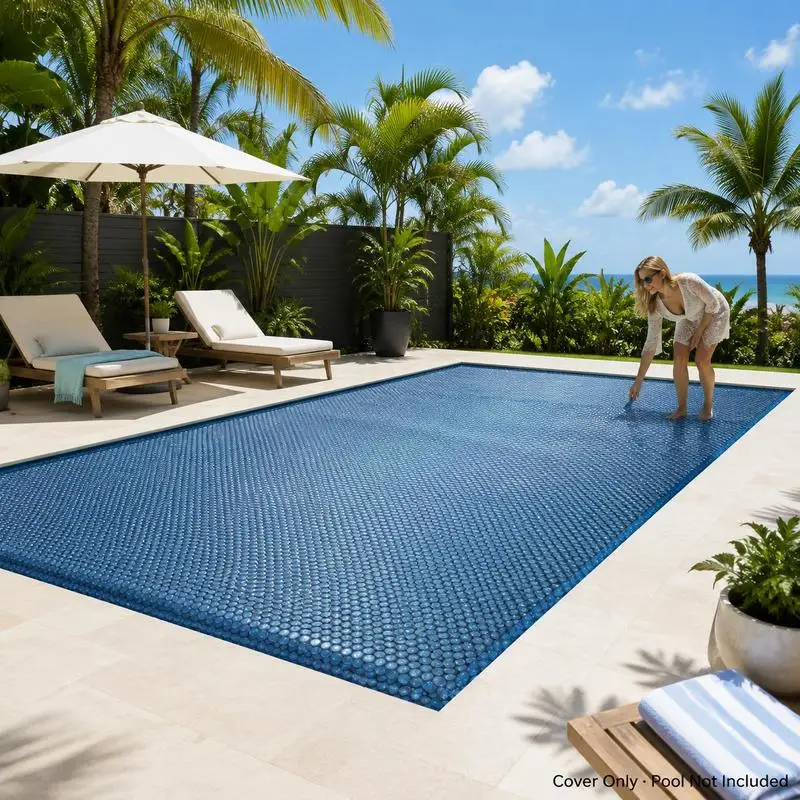 Couverture solaire pour piscine, couverture thermique pour piscine, film solaire flottant en PE 600x300 cm noir et bleu, couverture de protection pour piscine, accessoire pour piscine extérieure