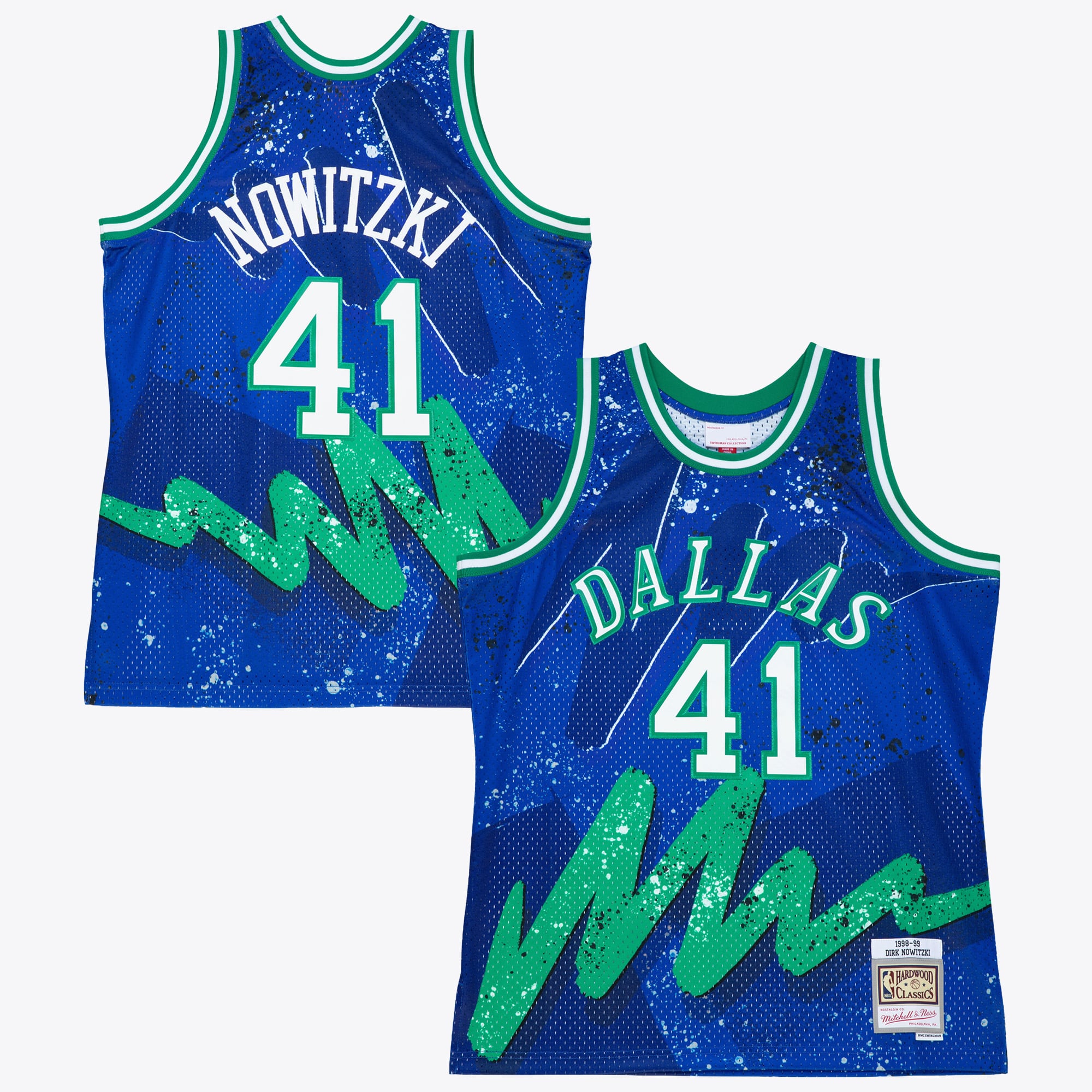 Maillot Swingman Mitchell & Ness Dirk Nowitzki 1998 Hyper Hoops des Dallas Mavericks - Bleu - Homme Taille: L