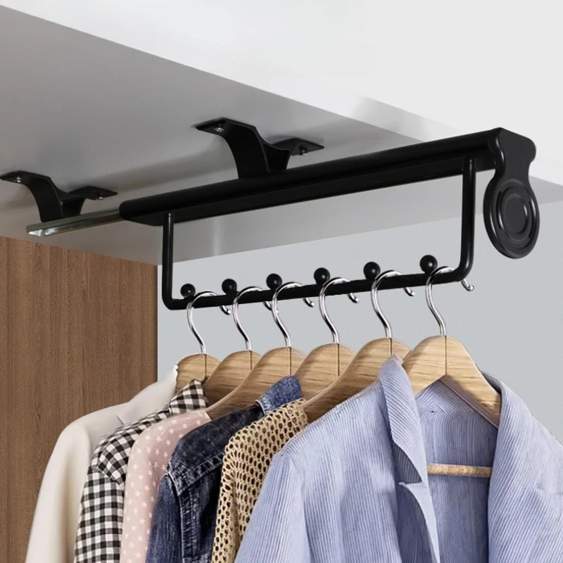 Teleskopische Kleiderstange für den Kleiderschrank, vertikale, oben montierte Kleideraufhängung, ausziehbarer Hosenhalter, Haushalts-Aufbewahrungsorganisator