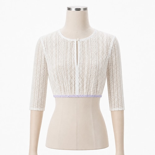 Oktoberfest Blouse Dirndl Dentelle Col rond Manches mi-longues Bavarois Allemand Munich Prairies Femmes Carnaval Fête de la Bière Tissu de style traditionnel