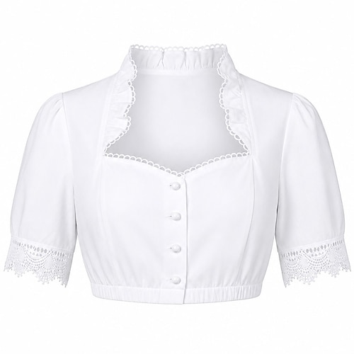 Oktoberfest Blouse Dirndl Décolleté en cœur Gigot / Ballon Bavarois Allemand Munich Prairies Femmes Carnaval Fête de la Bière Tissu de style traditionnel