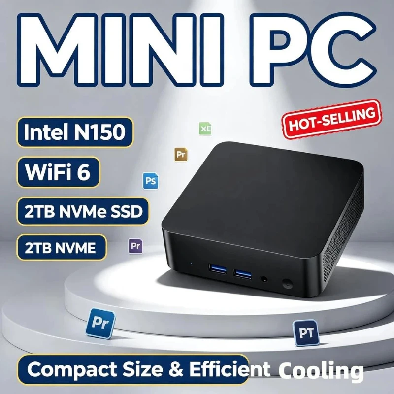 New Mini PC Intel Core N150 Windows 11 Small Pocket Cmputer 16GB RAM 1/2TB SSD WIFI6 BT5.2 4K Desktop PC Gaming Computer