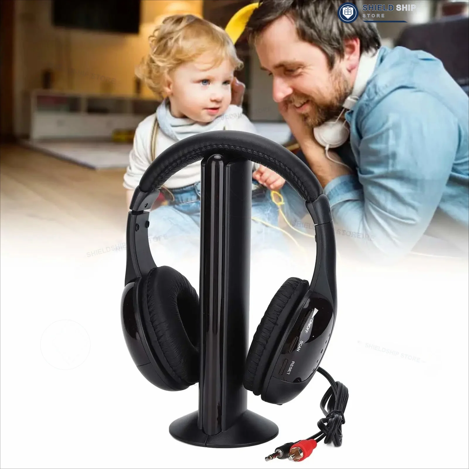 Casque audio supra-auriculaire, design professionnel, casque sans fil, son stéréo clair avec câble audio pour TV, PC, appareil audio