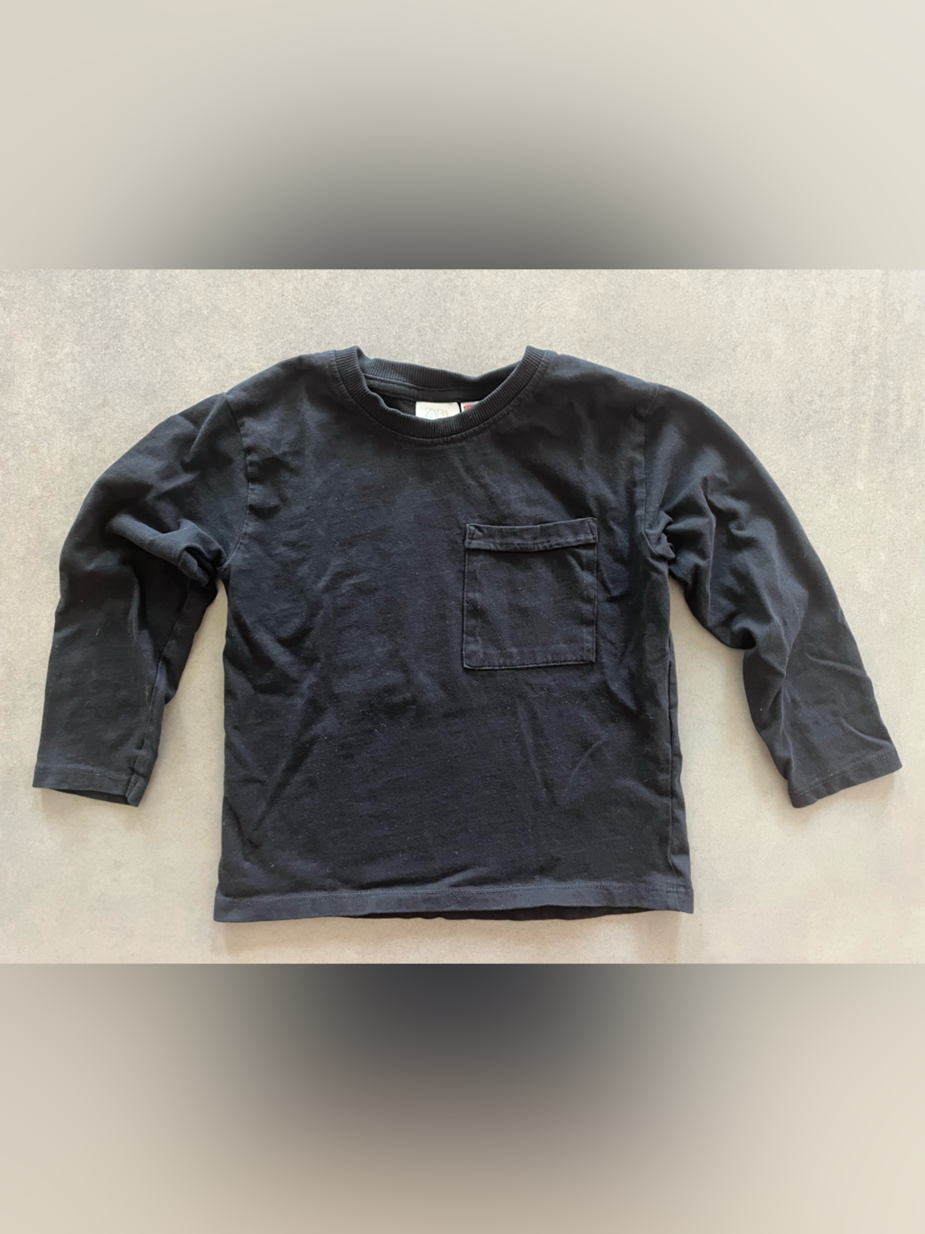 Zara Shirts & Tops | Zara Kids Long-Sleeve Pocket Tee - Black | Color: Black | Size: Kids 4-5