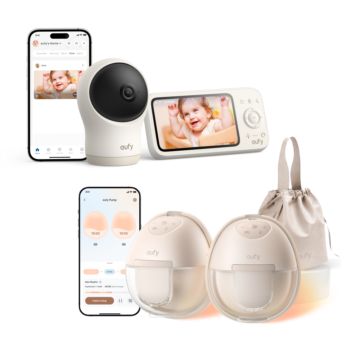 Anker eufy Babyphone C10 mit Tragbare Milchpumpe S1