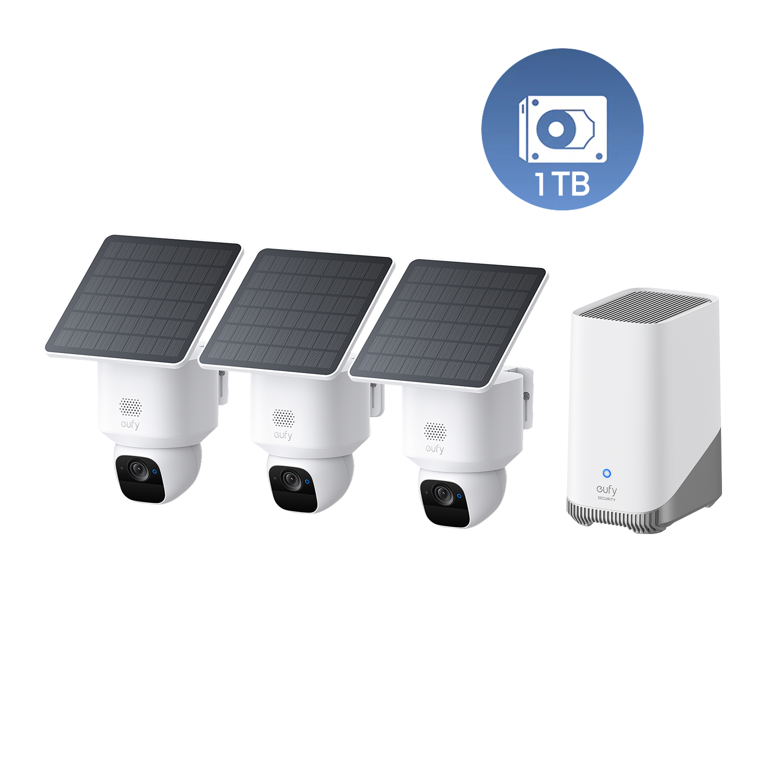 eufyCam Solo E30 3-Kamera-Set und Anker eufy HomeBase™ S380 1TB Festplatte Image