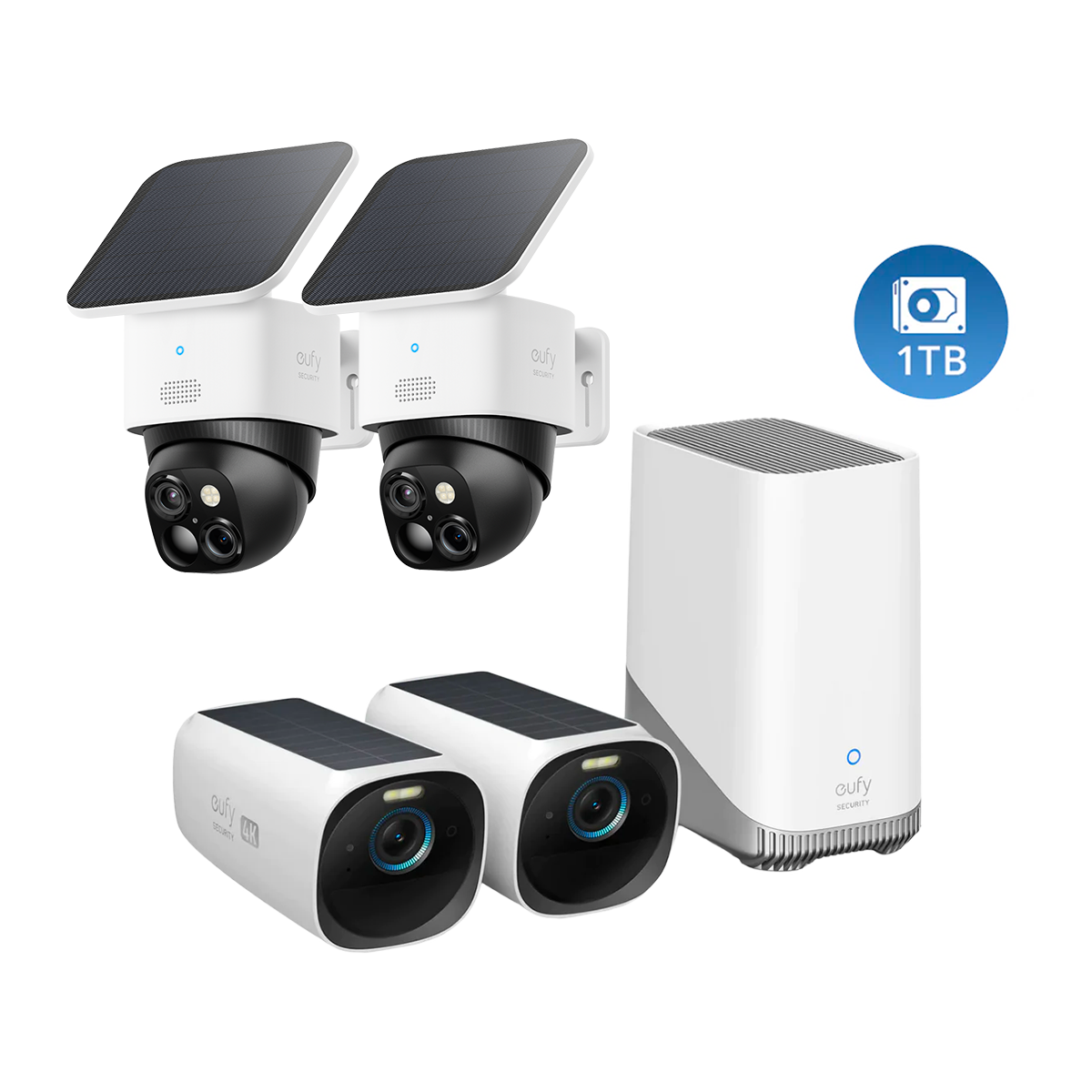 eufyCam S330 (eufyCam 3), eufyCam Solo S340 kabellose Überwachungskamera (2er‑Pack) und 1 TB Festplatte Image