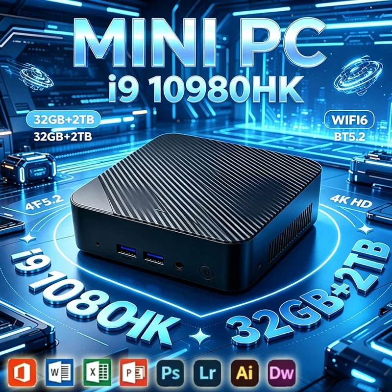 2026 Mini PC Windows 11 Pro Intel I9-10980HK 16GB DDR4 1TB SSD PC Gamer Computer Dual WIFI 6 BT5.2 4K HD Gaming Desktop