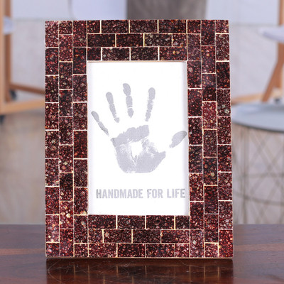 Merry Memories,'4x6 Rectangular Glass Mosaic Photo Frame Handmade in India'
