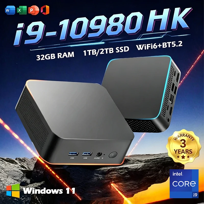 2026 Mini-PC Intel I9-10980HK/N150 Windows 11 Pro Tragbarer Gaming-Computer 32GB RAM 1TB 2TB SSD Büro WiFi6 BT5.2 4K PC Desktop