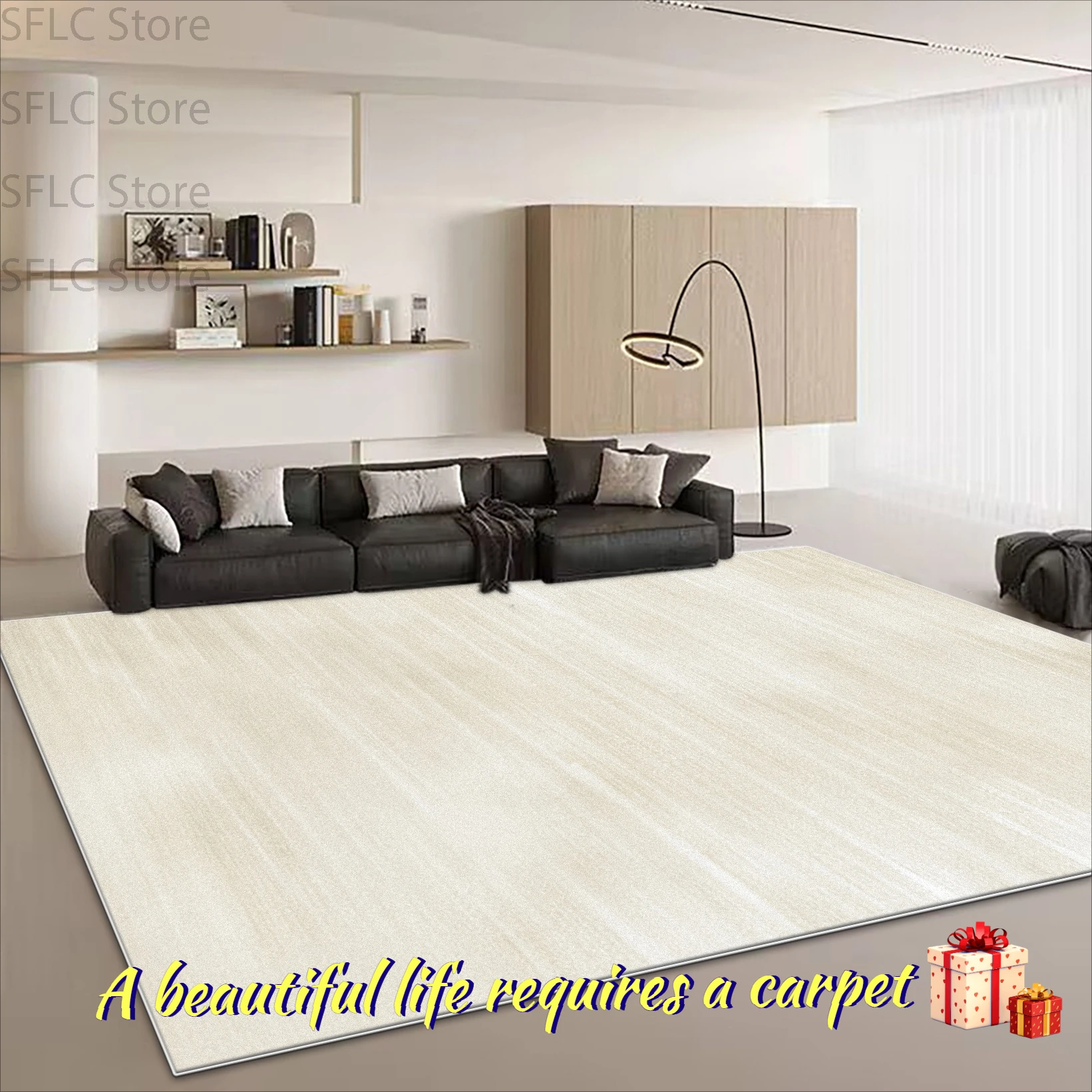 Modern Korean Simple Style Living Room Carpet Non-slip Washable Bedroom Light Luxury Rug Soft Short Velvet Office Decoration Mat
