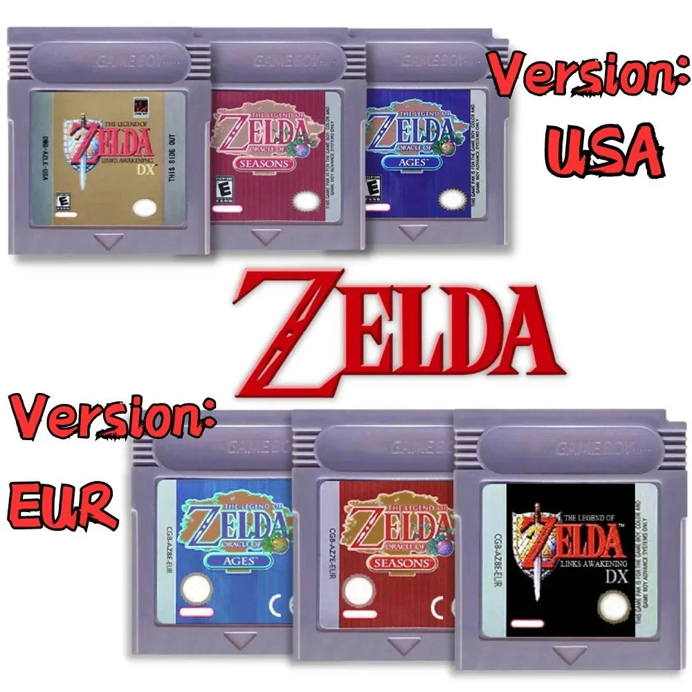 HOT Zelda GBC Game Card 16 Bit Video Game Cartridge Console Card for Gameboy Awakening Oracle of Seasons Classic Game Version