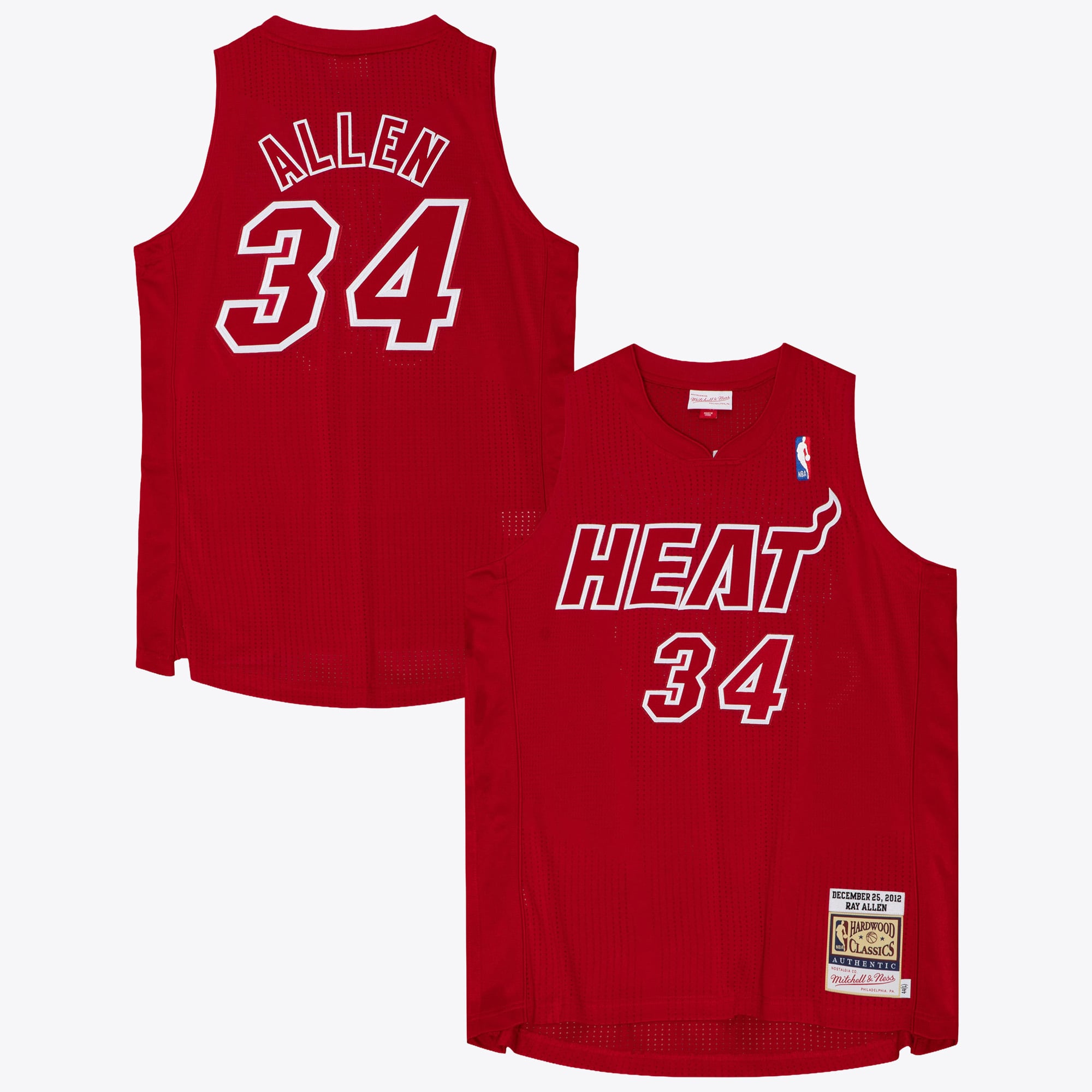 Maillot authentique Mitchell & Ness Ray Allen des Miami Heat, édition spéciale Noël 2012 - Écarlate - Homme Taille: L