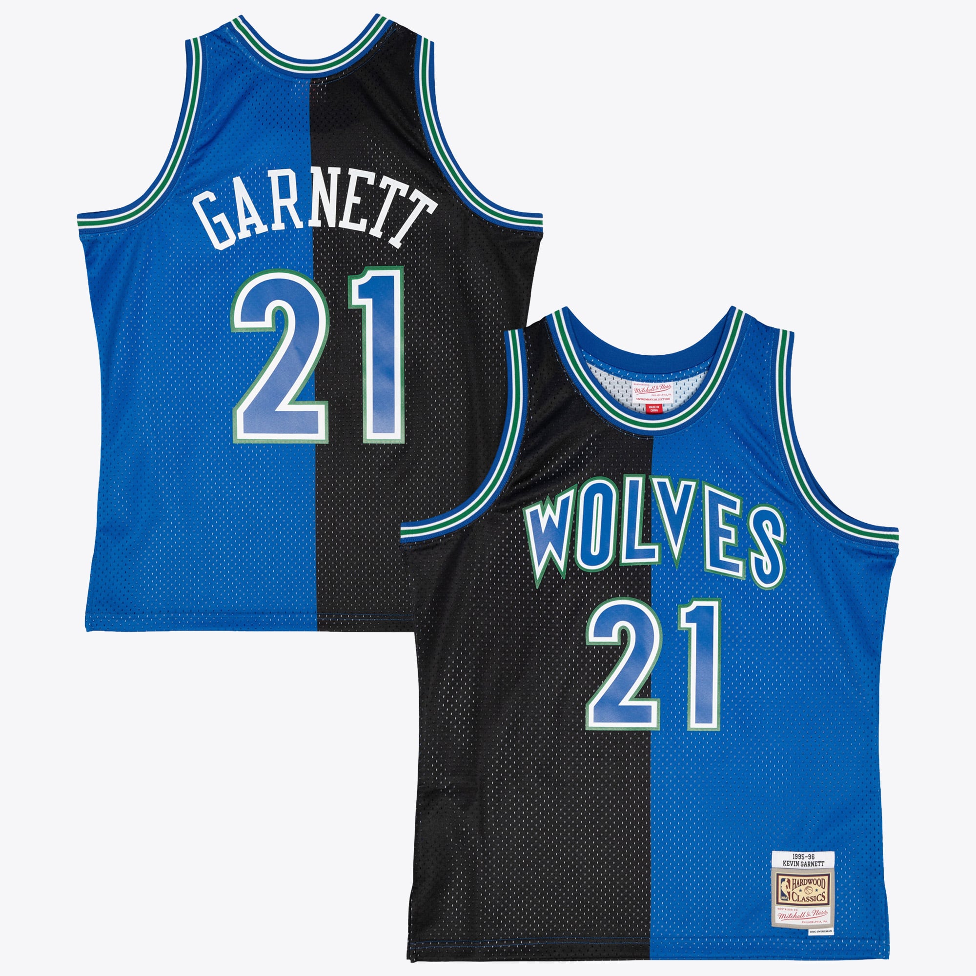 Maillot Swingman Mitchell & Ness Kevin Garnett 1995 des Minnesota Timberwolves - Bleu/Noir - Homme Taille: M