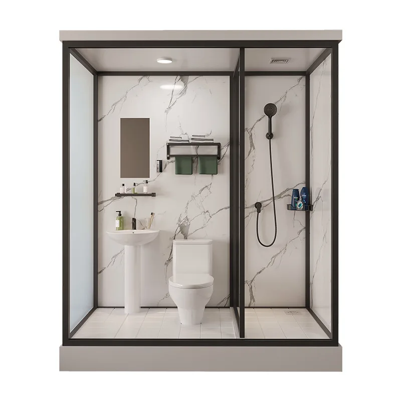 Salle de bain intégrée avec toilettes intégrées, séparation sèche et humide, salle de bain intérieure domestique, salle de bain indépendante avec douche et toilettes