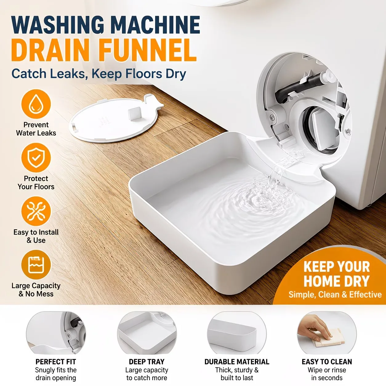 Washing Machine Drain Tray Water Catch Box Leak Proof Pan for Drum Washer Floor Protection Water Tray for Drum Washing Machine