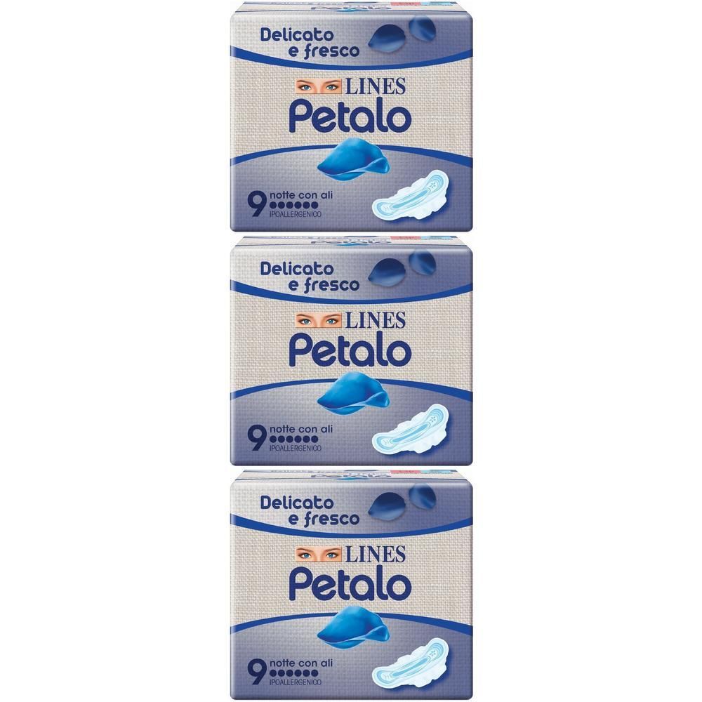 LINES Petalo Blu Notte con Ali 3x9 pz Assorbenti