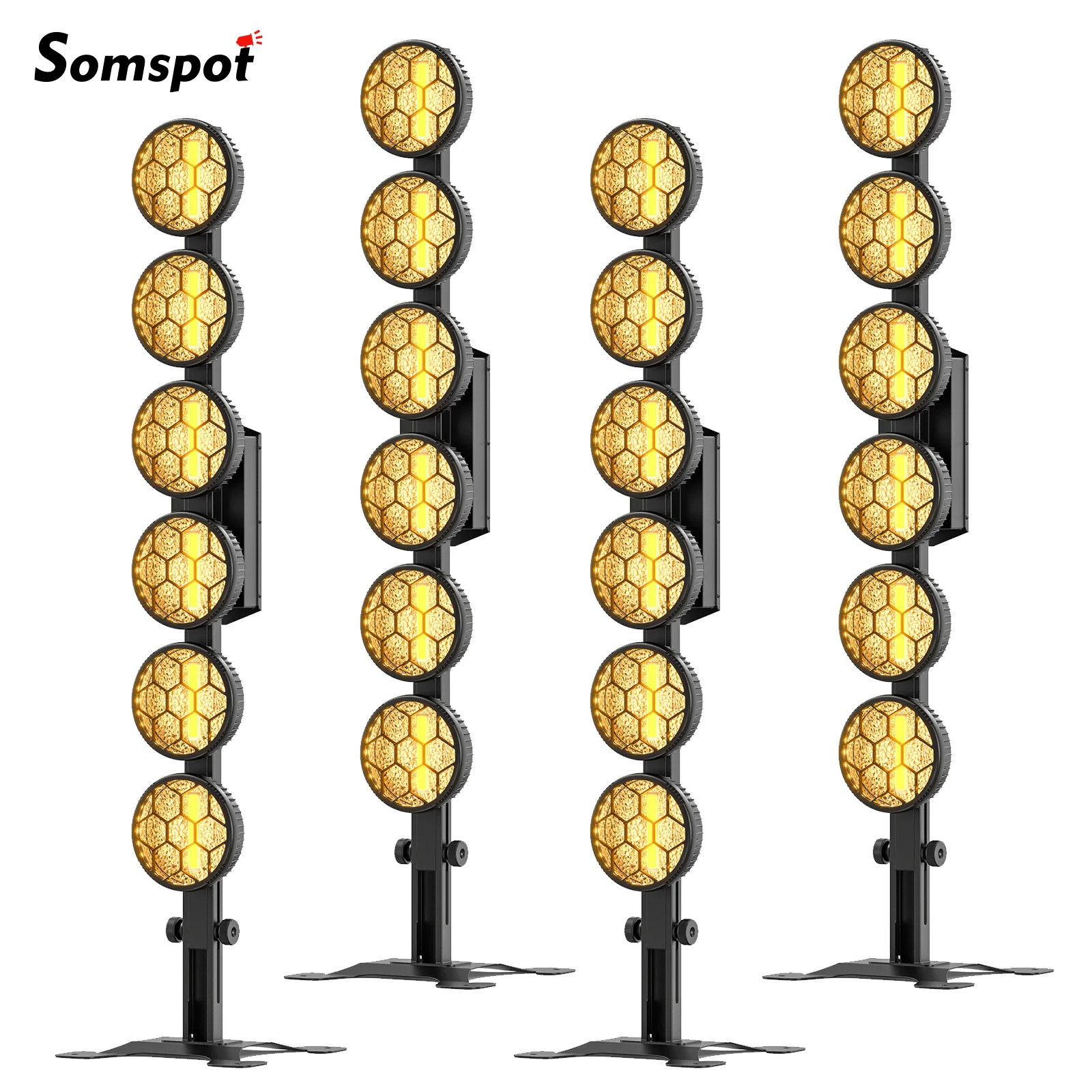 Somspot 4 Stück 6LEDs COB Lineare Vintage-Leuchten 5x60W Bühnen-Par-Licht RGB Retro-Leuchten Bühneneffekt-Beleuchtungsprojektor DJ Disco Party-Lichter für Live-Shows, Bars, Clubs, Konzerte,