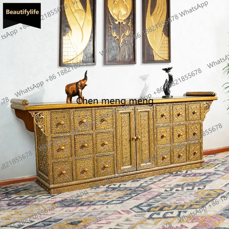 Meuble d'entrée thaïlandais, meuble TV, meuble de salon, meuble de chambre à coucher, meuble thaïlandais en bois massif, meuble de sol antique, meuble de couloir c139