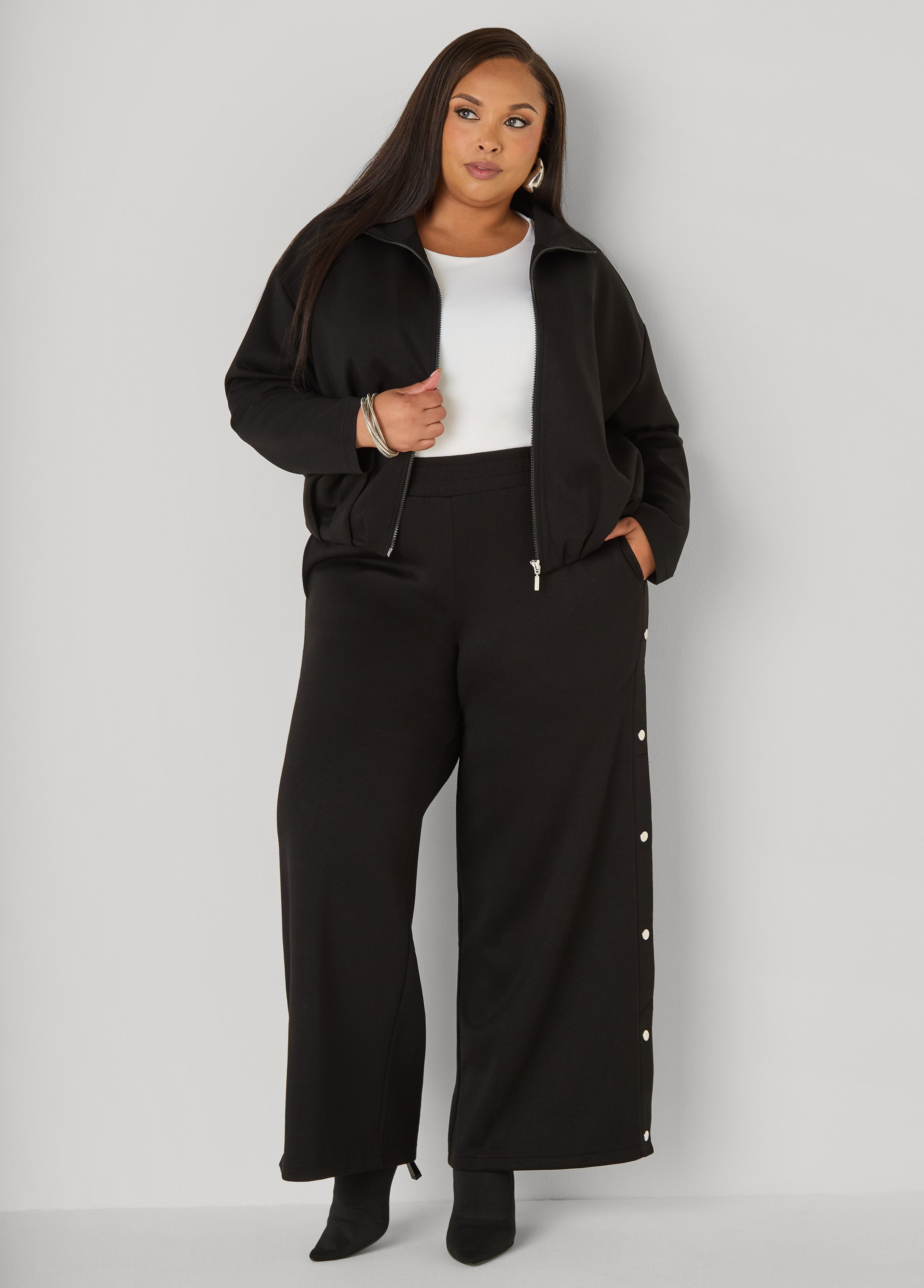 Plus Size Luxe Soft Scuba Bomber Jacket