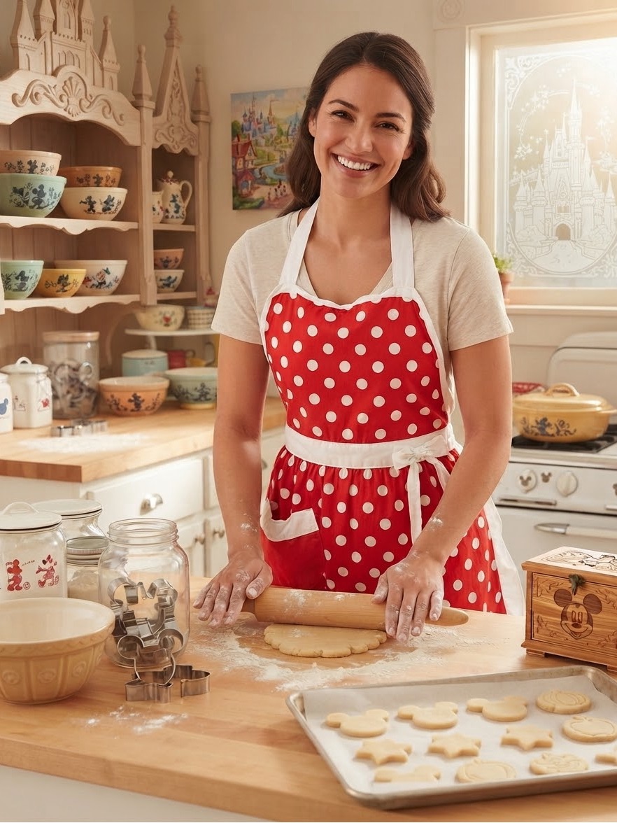 Disney Kitchen | Disney Parks Minnie Mouse Mouseware Cotton Kitchen Apron With White Trim | Color: Red/White | Size: Adult