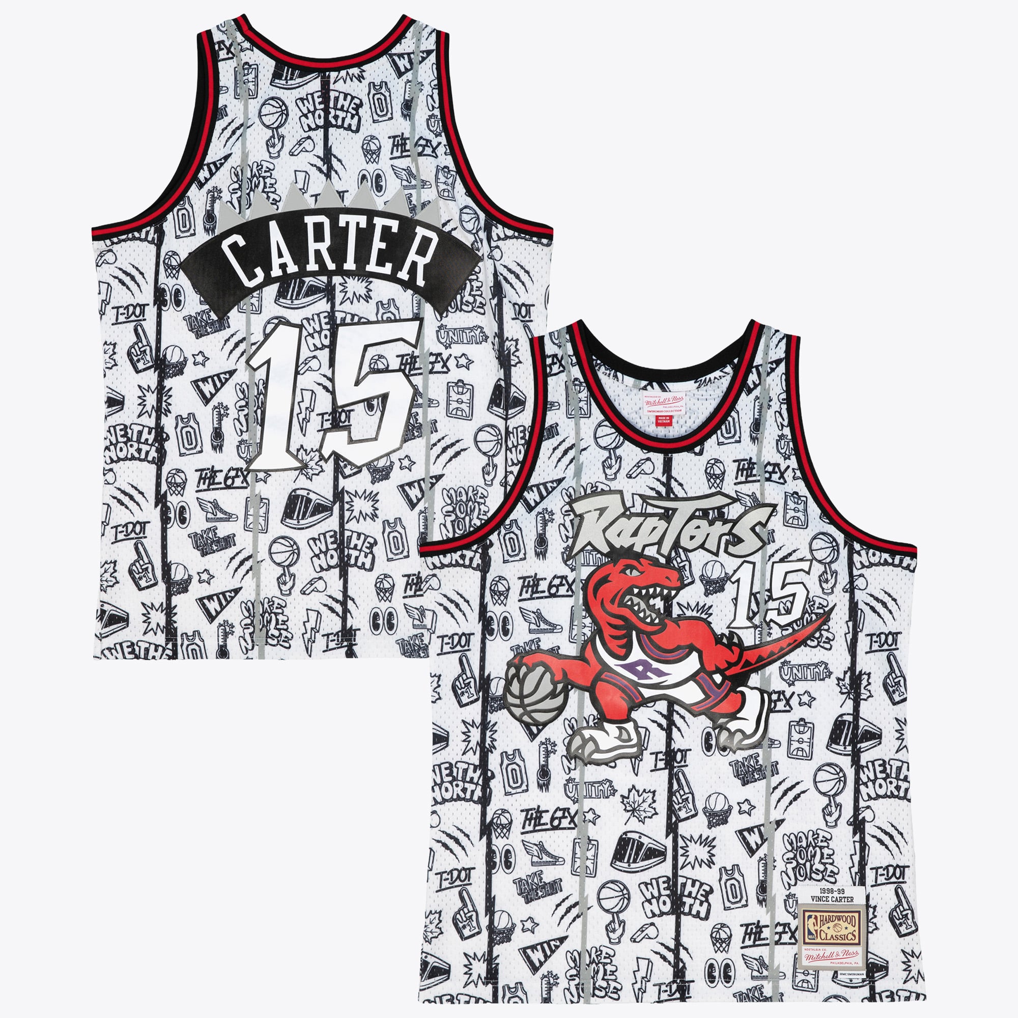Maillot Swingman Doodle Toronto Raptors Mitchell & Ness Vince Carter 1998 – Blanc - Homme Taille: M