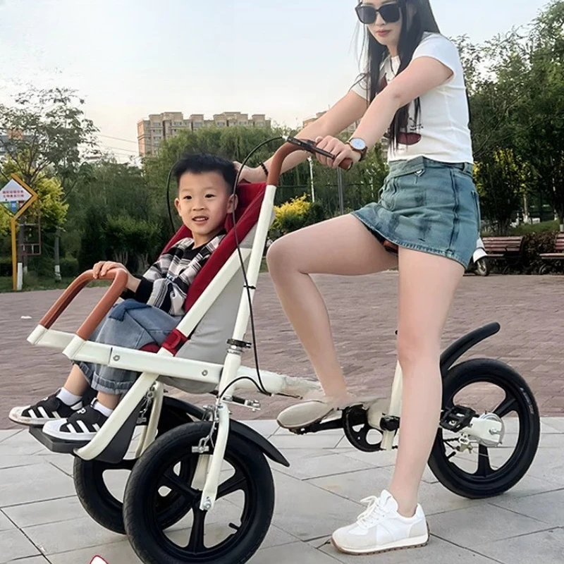 Eltern-Kind-Fahrrad, Kinderdreirad, Fahrrad mit Baby-Sitz, Outdoor-Laufrad für Kinder, Baby-Lauflernhilfe, zum Abholen und Bringen von Kindern