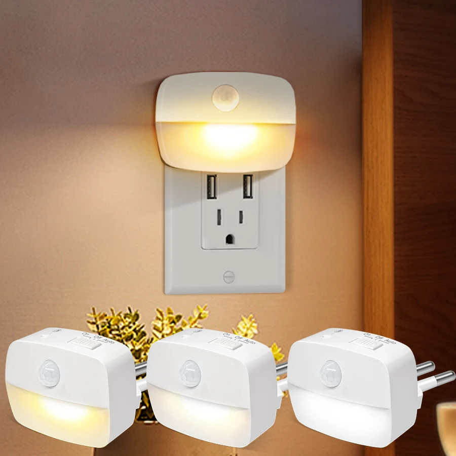 LED-Nachtlichter zum Einstecken in die Steckdose, Nachtlampe mit Bewegungssensor, automatisches Ein-/Ausschalten, Nachtlicht für Kinderzimmer, Schlafzimmer, Badezimmer, Flur, Küche