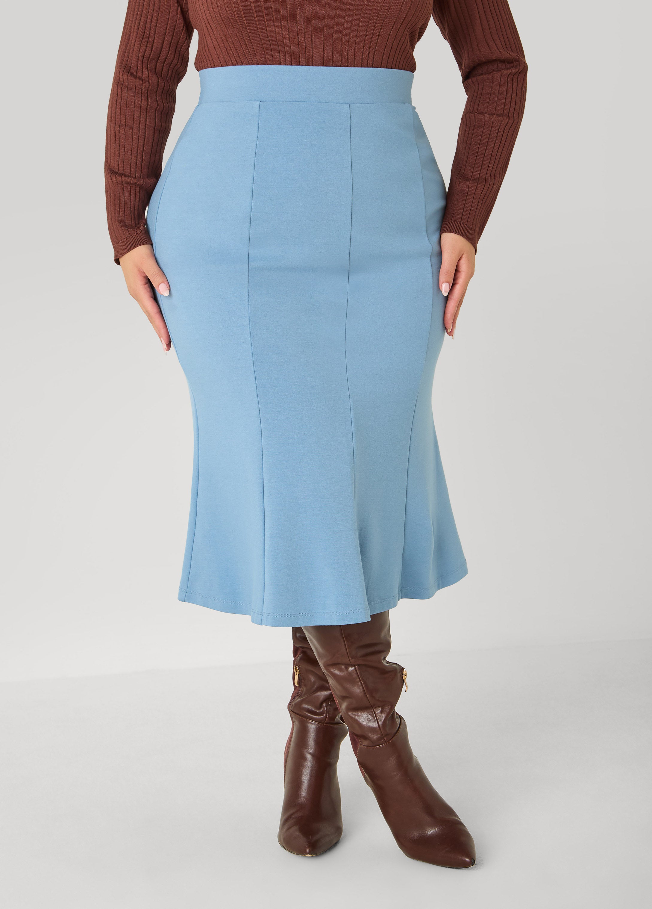 Plus Size Seam Detail Ponte Skirt