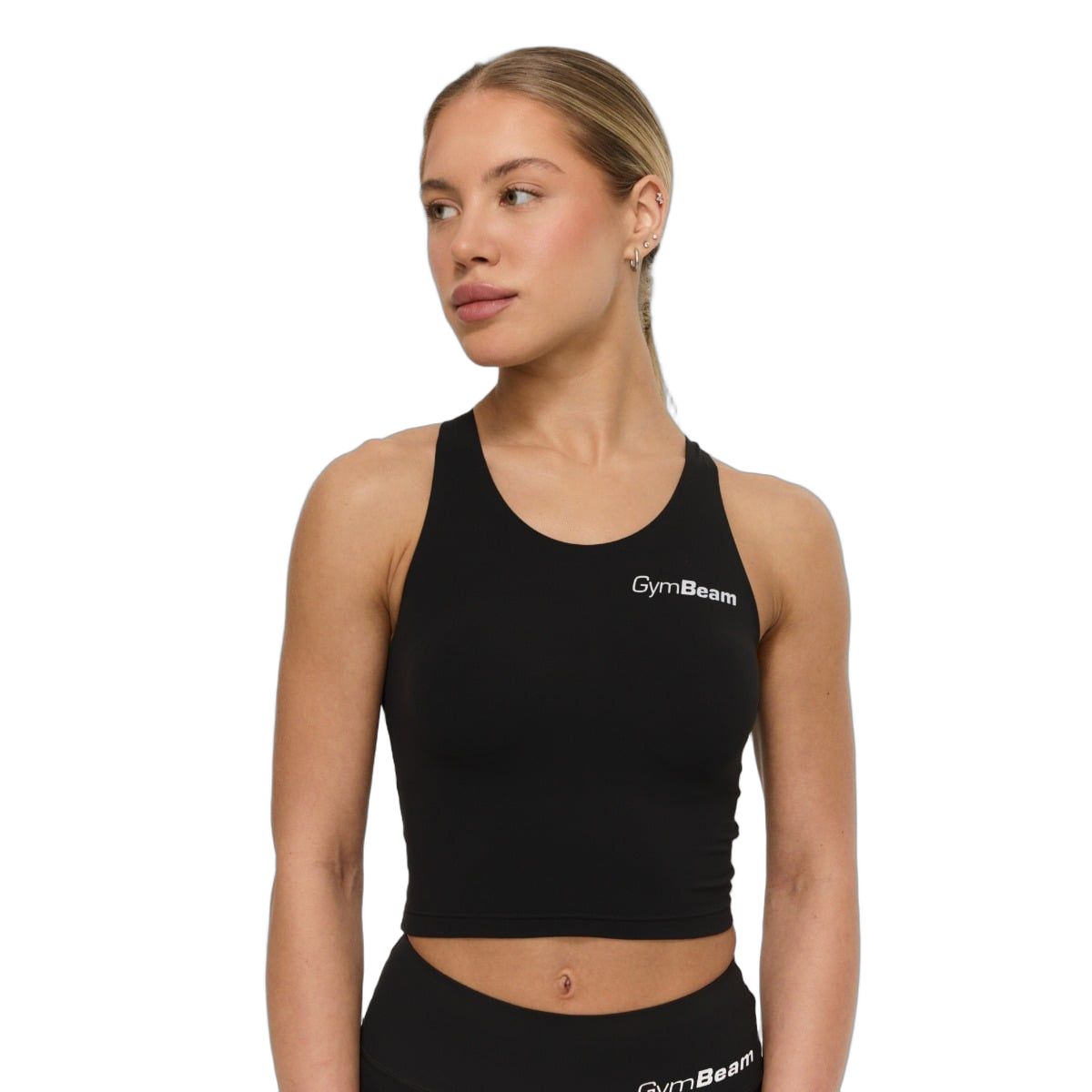 Top sportivo donna cropped slim con scollo rotondo BEAT Black 1 St