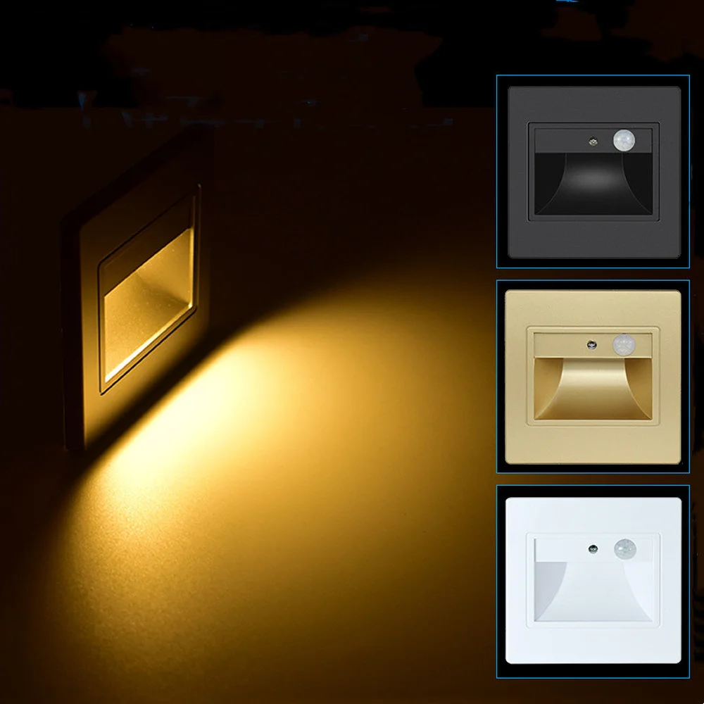 Nacht Foyer Intelligente Lampe Pir-bewegungsmelder Sensor COB LED Treppen Licht Einbau Schritt Leiter Küche Foyer Wand Footlight