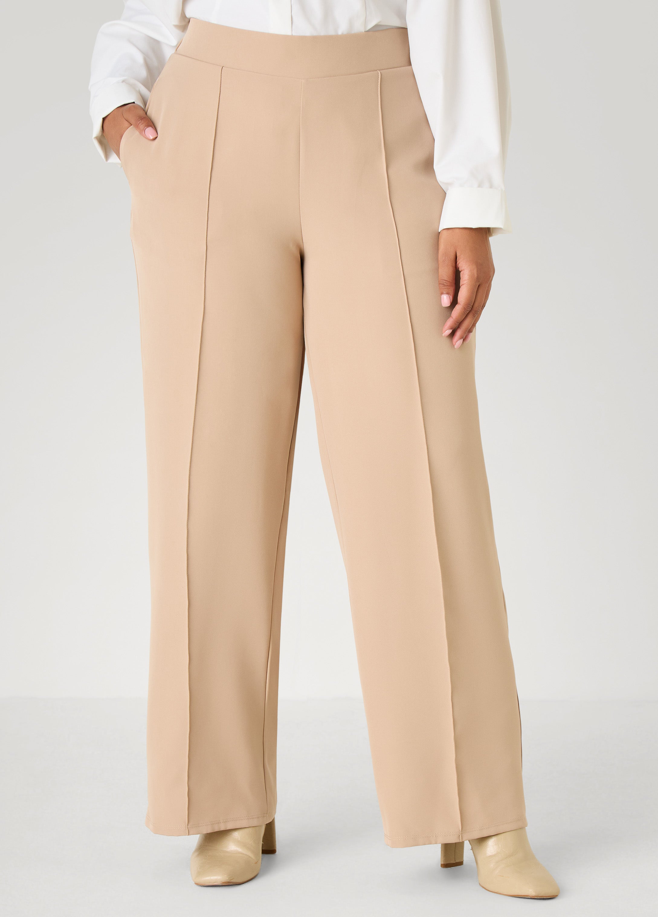 Plus Size Pintuck Straight Leg Pants