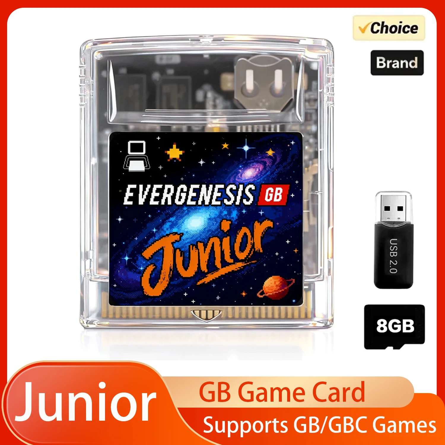 Junior GB Game Card 2000 in 1 With 8GB TF Card Game Flashcard For GB GBC SP Game Consoles Retro Video Game Accessories