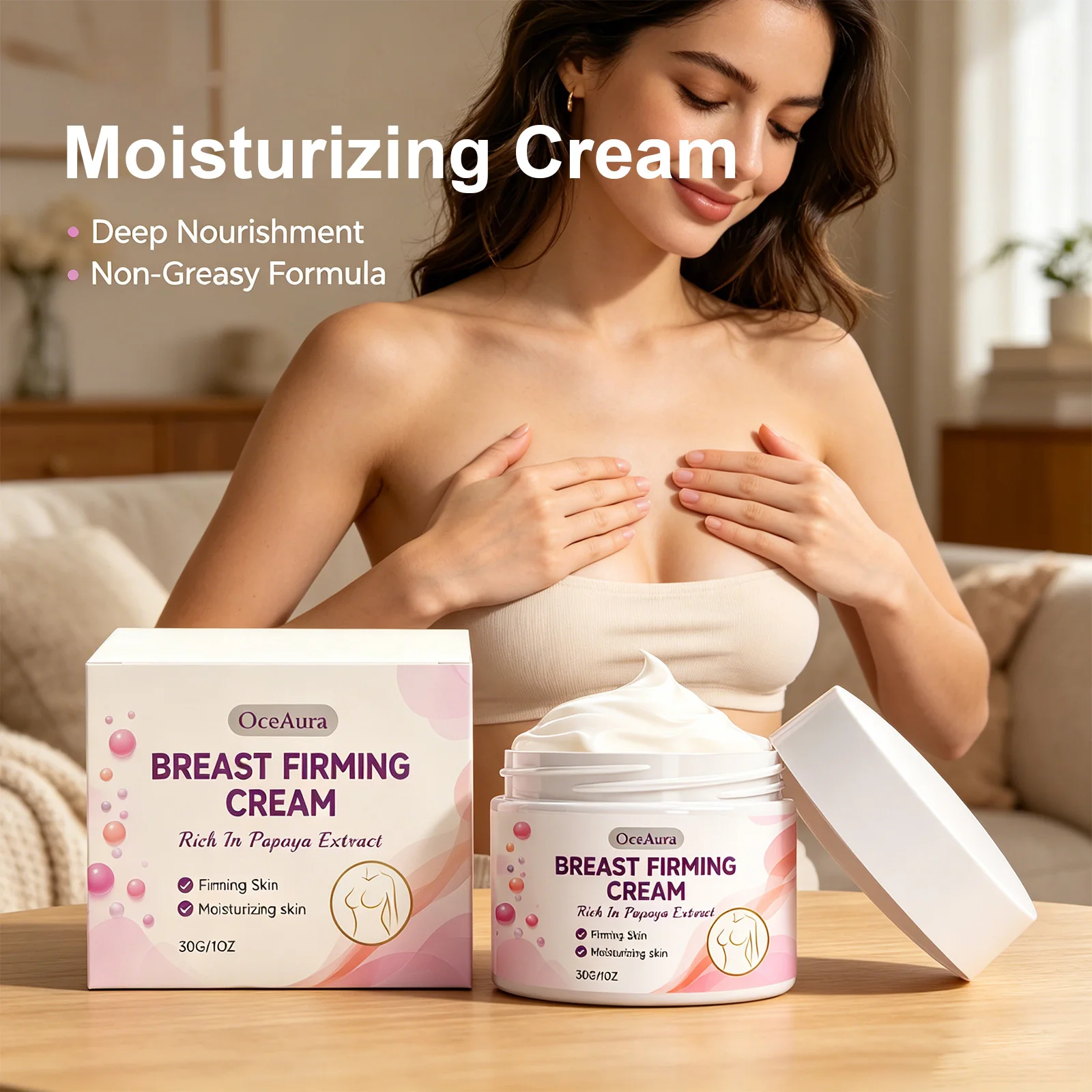Crème de Soin des Seins pour Femmes, Raffermit la Peau, Formule Hydratante, Adoucit la Peau, Raffermit les Seins, Soin du Corps, Convient à Tous les Types de Peau