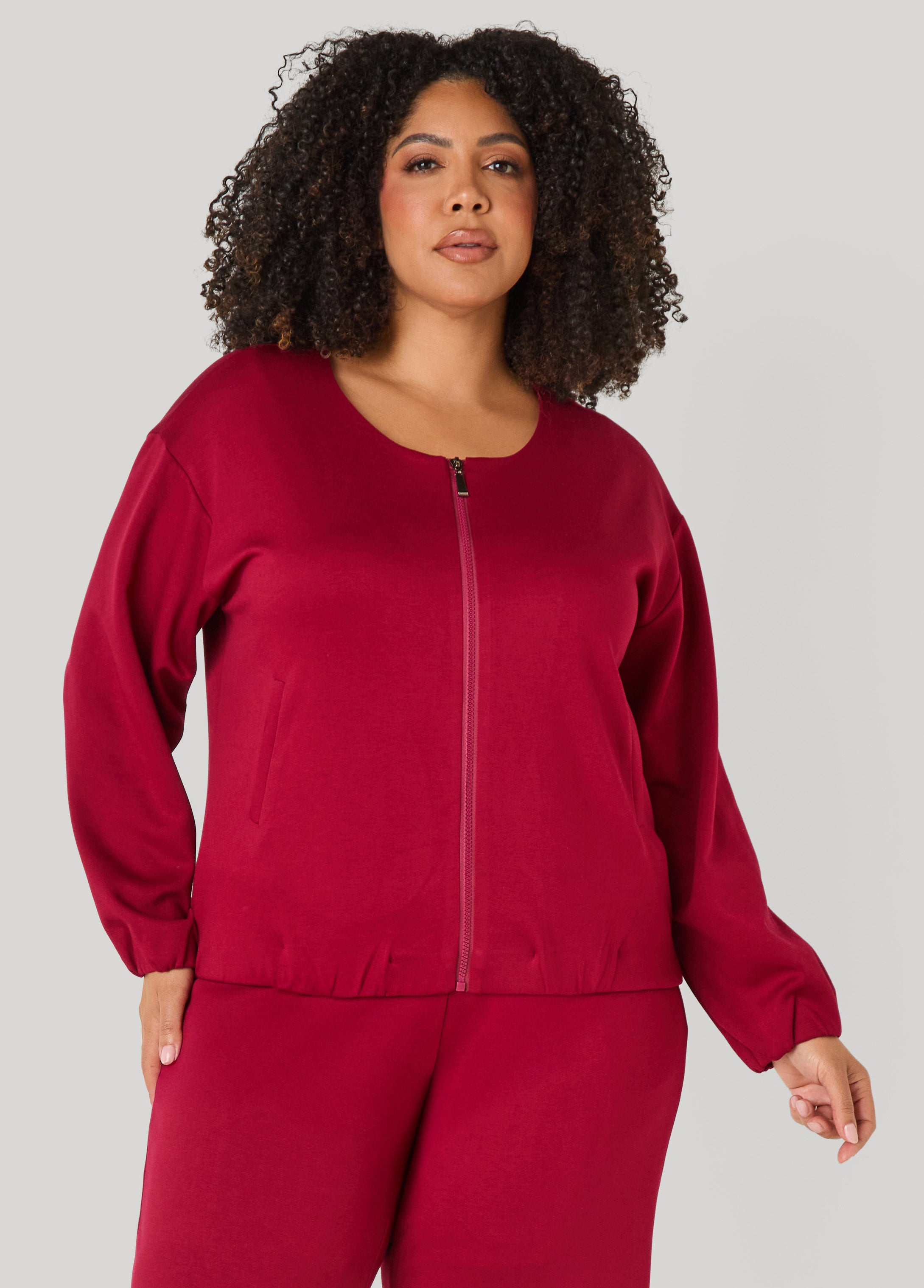 Plus Size Gathered Waist Ponte Jacket - Ashley Stewart