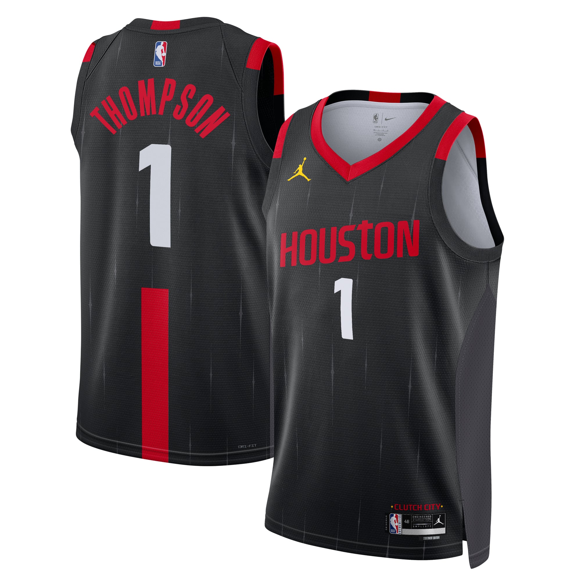 Maillot Swingman Statement Edition Réplique Jordan Brand Houston Rockets - Noir - Amen Thompson - Jeune - unisexe Taille: M (10/12)