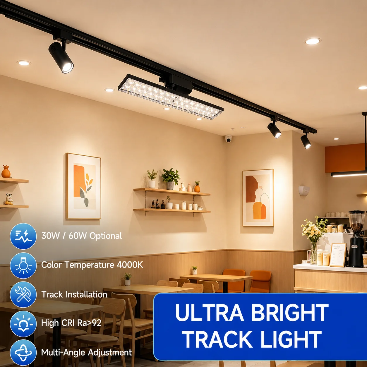 Superhelle LED-Spot-Tracklights 50W 60W LED-Deckenstrahler für Wohnzimmer-Dekoration, Geschäft, Supermarkt, Schienenbeleuchtung