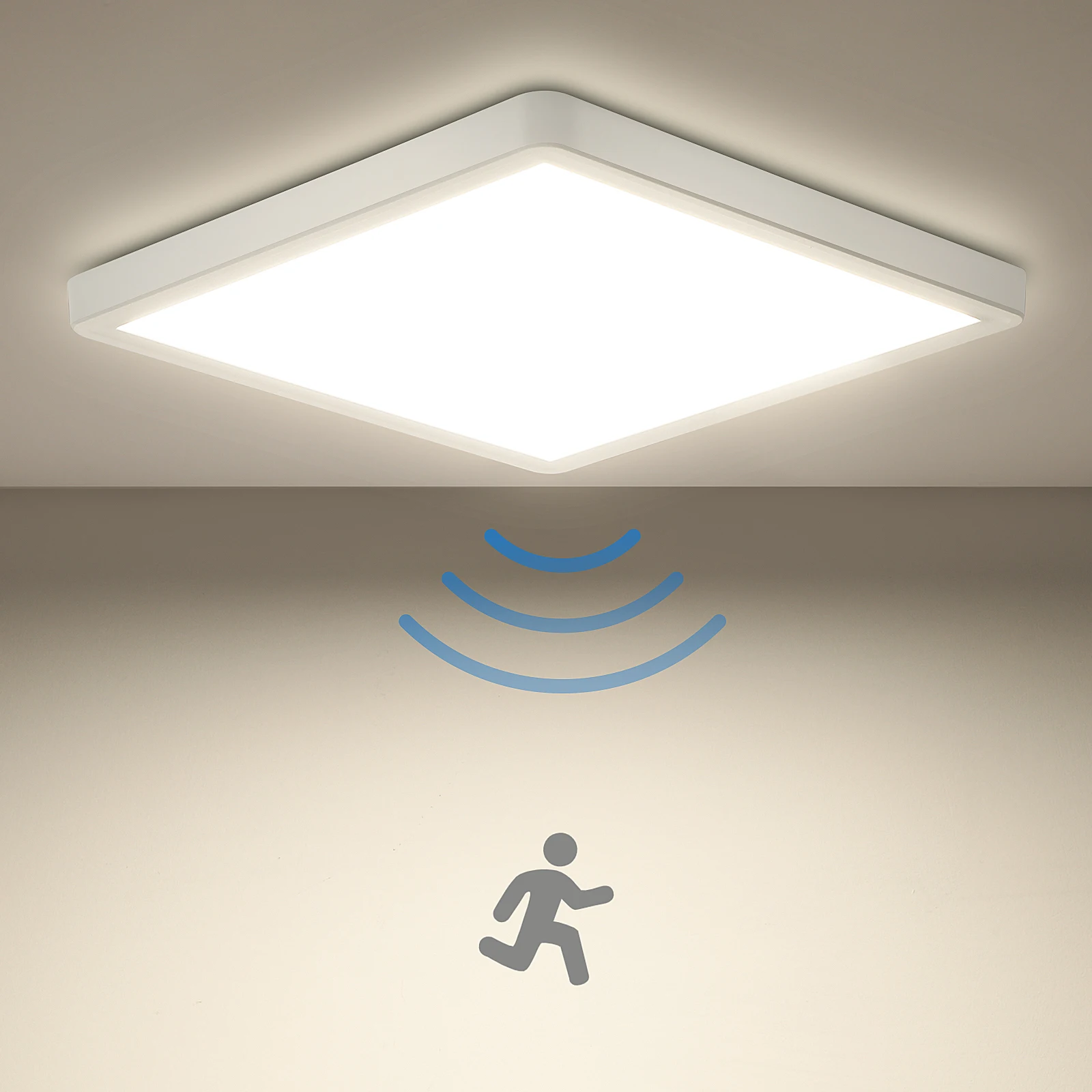 18 W LED-Deckenleuchte mit Radar-Bewegungsmelder, 1800 lm, 4000 K, IP44, flache Lampe für Flur, Treppen, Balkon, Garage
