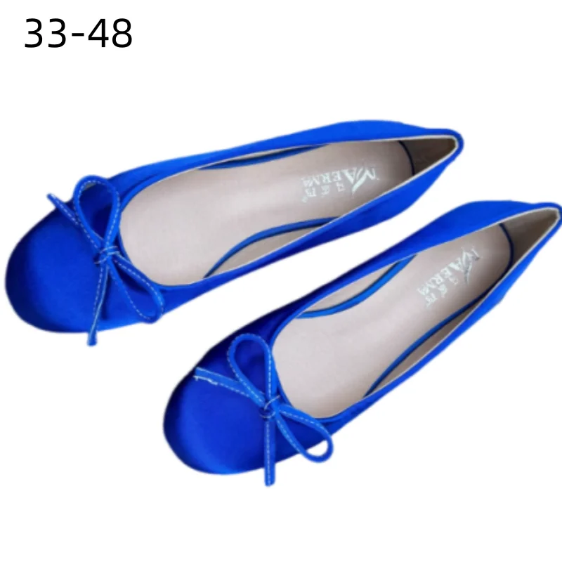 Damen Übergrößen 48 47 33, Teigschuhe mit Knoten, weit sitzende runde Zehenpartie, Seidenfleck-Slip-On, rosa-gold-blaue Schuhe, handgefertigt