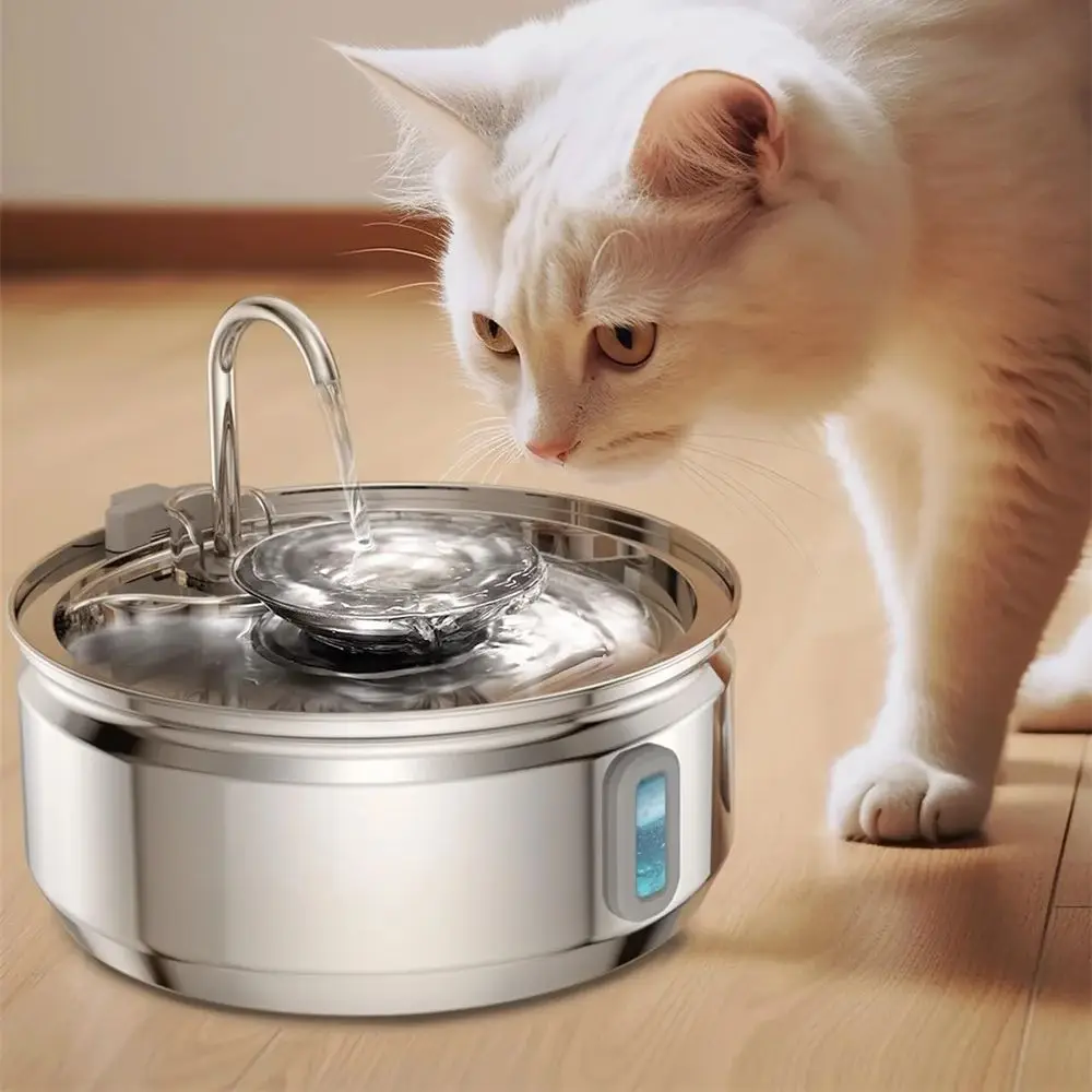 3,2 l automatischer Wasserspender für Katzen, intelligenter Katzenbrunnen, automatischer Wasserspender für Haustiere mit sichtbarem Fenster, Wassernapf aus Edelstahl für Hunde