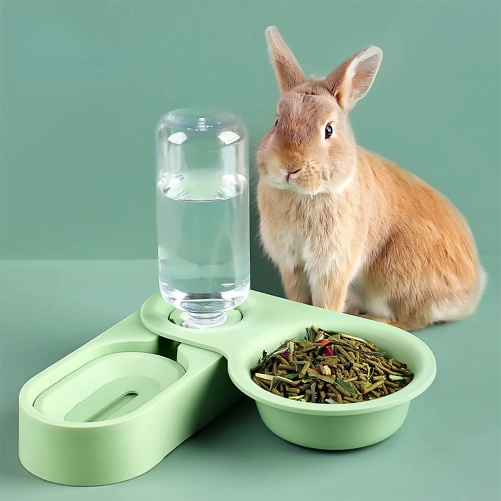 G Pet Rabbit Chinchilla Meerschweinchen Futternapf Auto Feeder All-in-One-Spleißfutternapf Trinkbrunnen Erhöhte stehende Schüssel