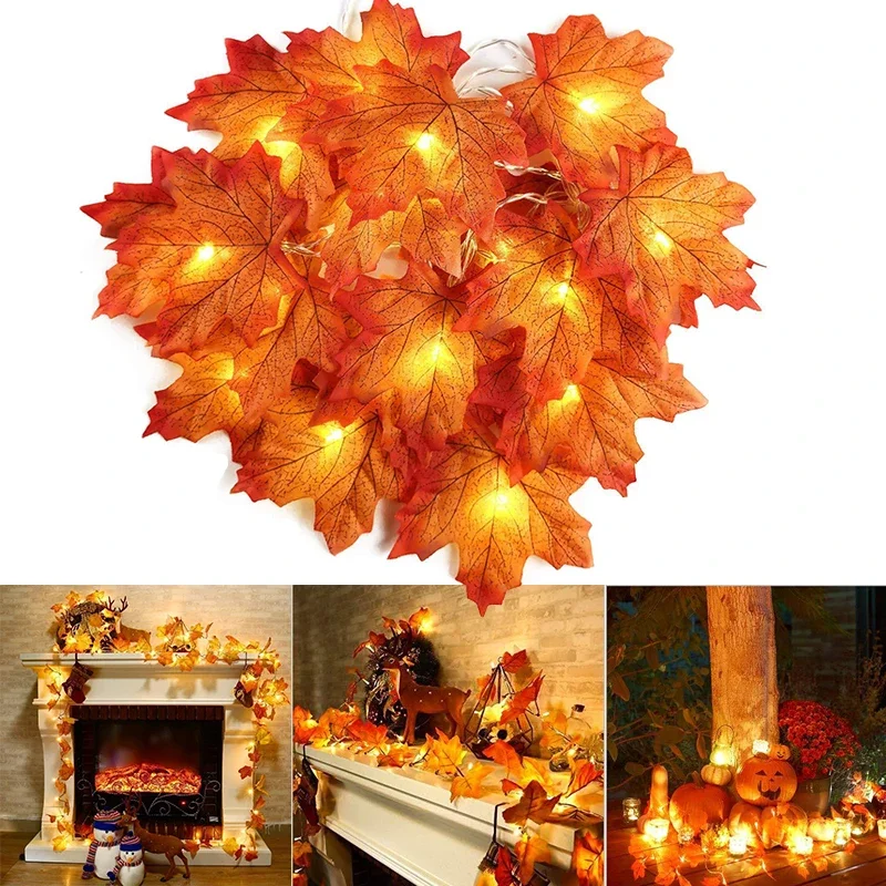 2/3/6M Weihnachten Dekoration Künstliche Ahorn Blatt Blätter LED Licht String Laterne Girlande Home Party DIY Deco Halloween Neue Ja